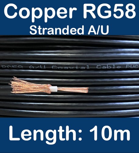 10m copper black rg58 50 - black, a/u