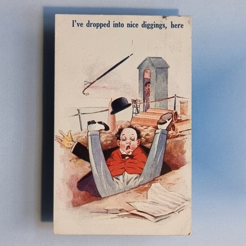 Comic postcard 1917 road - comic, works