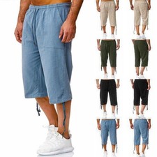 Mens Cotton Linen 3/4 Length