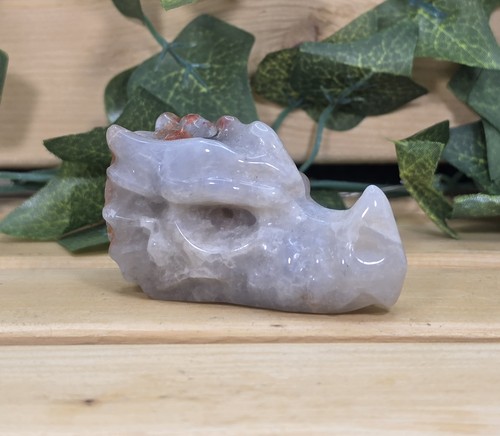 Blood agate carved dragon - agate,