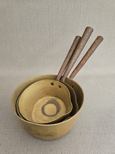 Set heavy brass saucepans - set, of