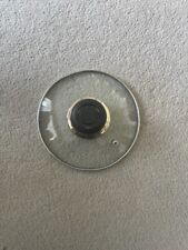 Spare Glass Pan lid 17cms diameter black knob, gold rim air vent  