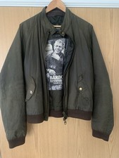Barbour Men's Steve McQueen Merchant Wax Bomber Jacket Olive Green, Size L