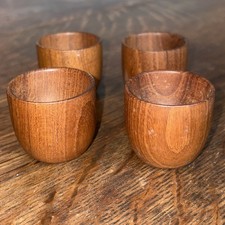 Set Of 4 Vintage Teak Egg Cups