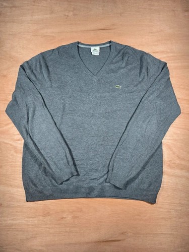 Lacoste grey neck - v-neck, cotton