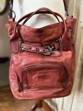 Lge MARTA PONTI wine red shaded leather sac bucket slouch hobo bag