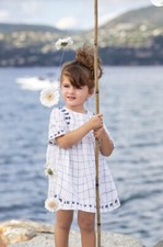 Tartine Et Chocolat Blue Chambray with checks. Size 1A. Brand New