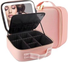 LED Makeup Bag with light & Mirror Travel Vanity Case Cosmetic Beauty Box Pink