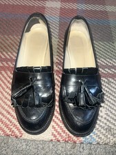 HOBBS Ladies Black All Leather  tassel Loafers Size EU 38 UK 5