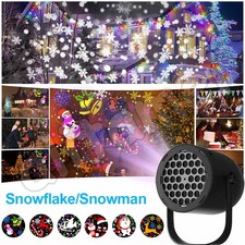 Christmas Projector Light LED Snowflake Snowman Outdoor Indoor Landscape Lamp