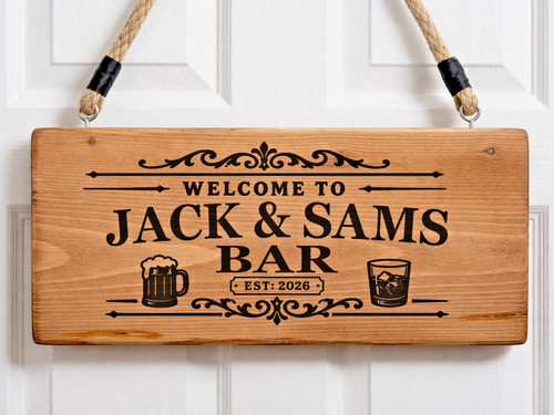 Personalised bar sign wooden - bar,