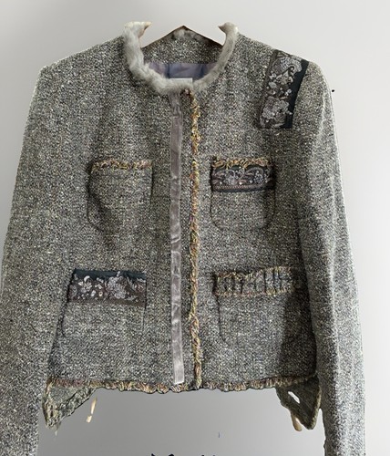 Tweed blazer with mink - tweed,