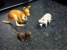 Schleich Animals. Kangaroo. Racoon. Dog
