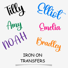 Personalised Iron On Names Custom Text Iron On Fabric Transfers