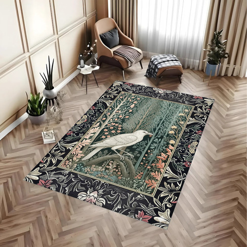Majestic white crane rug - majestic,