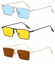 Retro Square Metal Tinted Blue