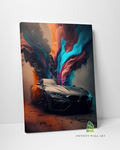 Black sports car canvas - car, art