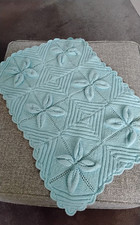Hand Knitted Baby Blue Traditional Blanket 