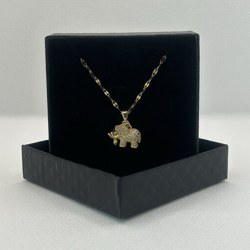 Gold tone elephant charm - elephant, cz