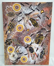 Australian Aboriginal Dot Art on Canvas Painting by Mundejah  - T12