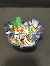 Murano Millefiori Vintage Glass End of Day Ashtray Bowl Dish