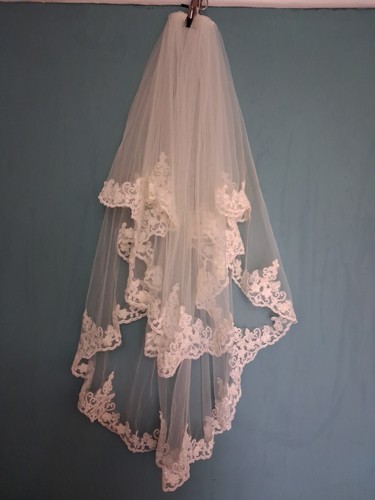 Ivory wedding veil tier - veil,