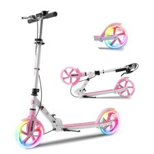 Foldable Kick Scooter for Kids Ages 6+ Teens & Adults For Auction Pink and White
