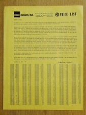 MOSS MOTORS LTD MG Price List