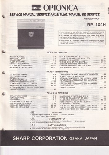 Service manual for sharp - service,
