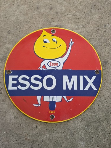 Old vintage esso mix - vintage, porcelain