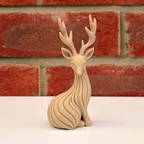 Beige wooden deer stag - beige,