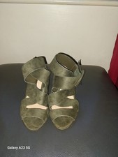 Ladies Khaki Block Heel