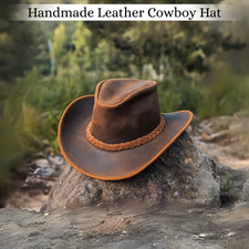 Mens Cowboy Hat Real Leather