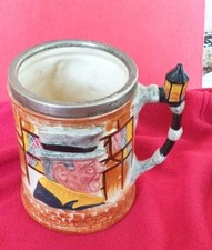 Vintage Dickens Character Mug Lancaster Sandland Ware With Silver Plate Rim