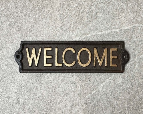 Welcome sign cast iron wall - cast,