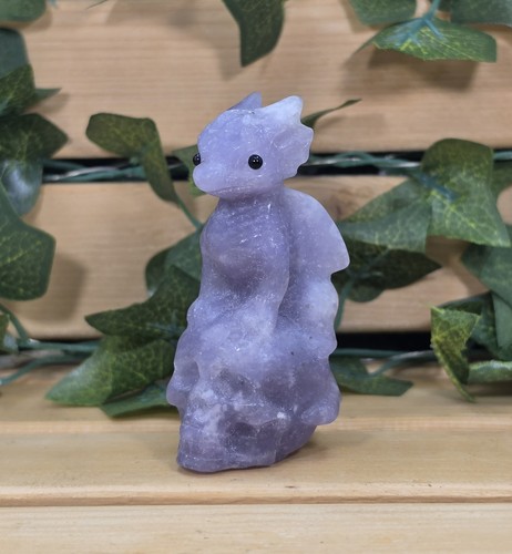 Lepidolite dragon sitting - dragon, on
