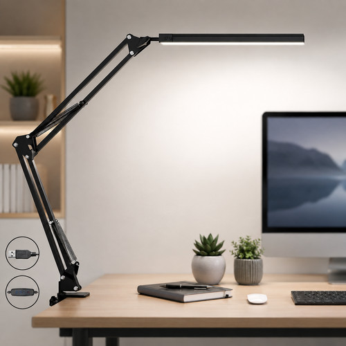 Led desk lamp with - with, clamp