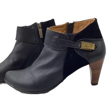 Terra Plana Black 'Bronte' Leather Heeled Ankle Boots UK 4.5