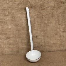Vintage Enamel Ladle - White -
