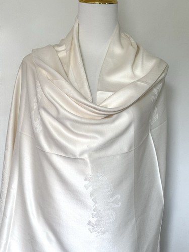 Cream white silk pashmina boho - cream,
