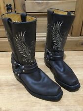 Excellent C Grinders Genuine Bald Eagle Harness Square Toe Hi Biker Leather UK 9