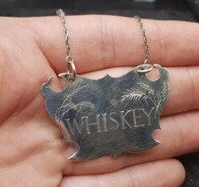 1978 Vintage English Sterling 925 Silver Decanter Label - Whiskey