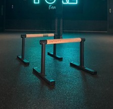 Medium Parallettes with Wooden Handles For Callisthenics