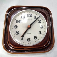 Vintage 1960s 1970's Kienzle Quartz Ceramic Wall Clock Brown See Description 