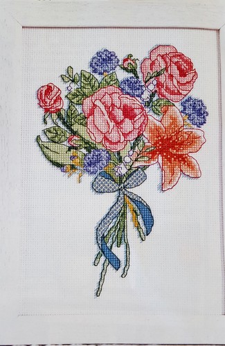 Pretty floral posy cross - floral,