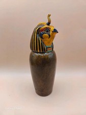 Egyptian Canopic Jar Statu Figurine Veronese Bronze Resin 19cm Horus Falcon Head