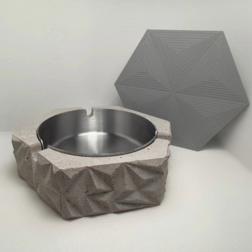 Geometric concrete ashtray - geometric,