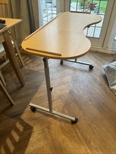 Open box - Breeze Adjustable Curved Over Bed Chair Table  with Lockable Castors