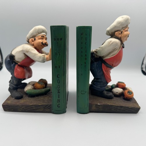 Vintage chef cook bookends - vintage,