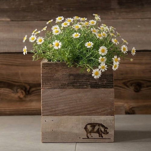 Rustic wood farmhouse crock - wood,